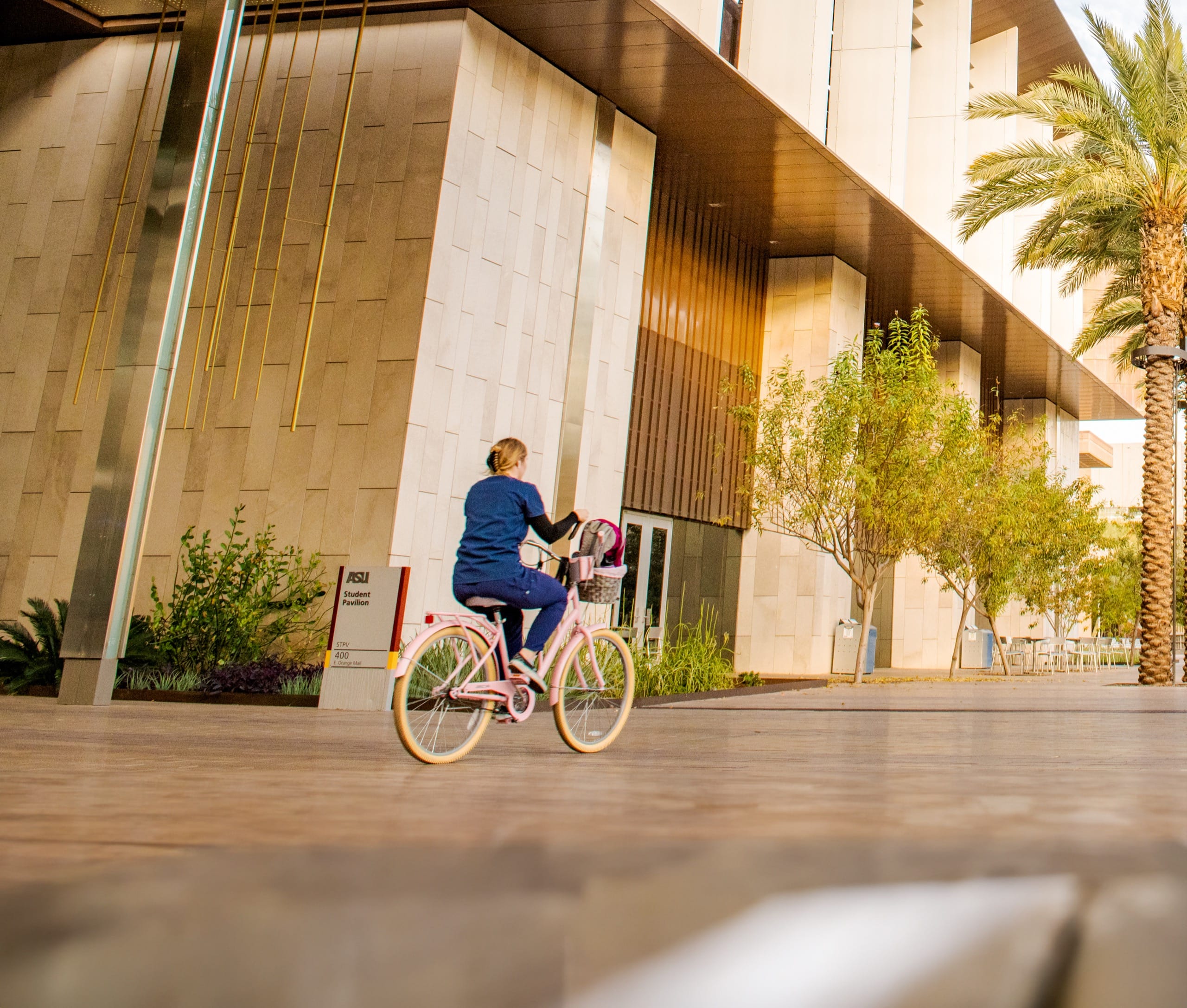 Woman riding bike